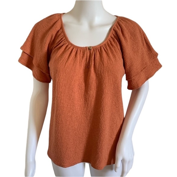 Madewell Textured & Thread Tiered Sleeve Top - Picture 1 of 9